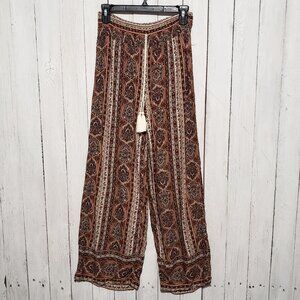 Shosho Pants M Brown Palazzo Wide Leg Festival Boho Earthy Flowy Grunge Gothic